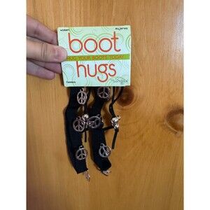 Boot Hugs by Bandals - Peace Signs Silver Metal - Adjustable Size
